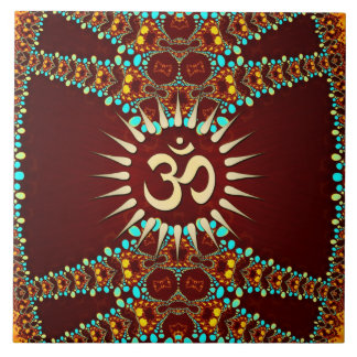 Azulejo De Cerámica Símbolo Bohemain Jewel Om Tile cerámico
