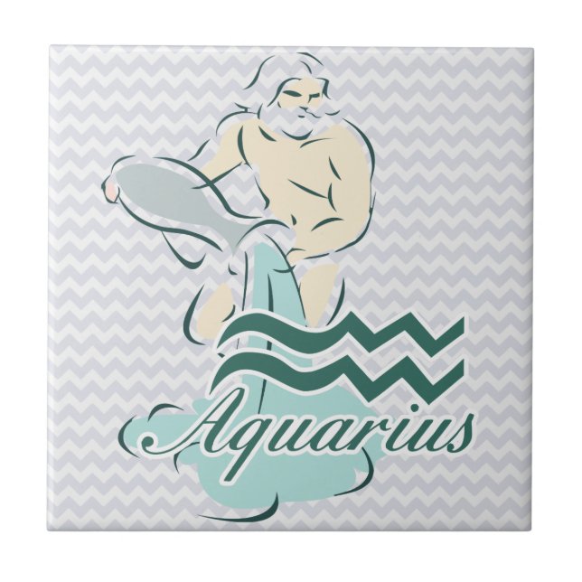 Azulejo De Cerámica Símbolo del acuario del Rótulo del zodiaco (Frente)