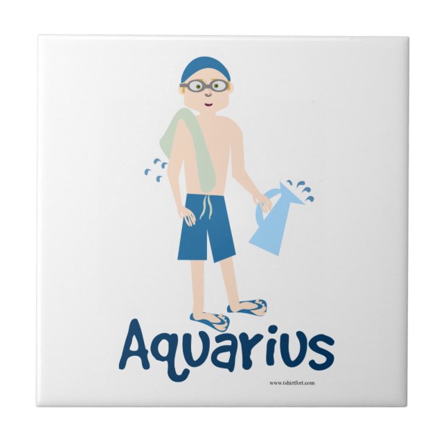 Azulejo De Cerámica Símbolo del portador de agua Aquarius Cute (Frente)