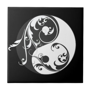Azulejo De Cerámica Símbolo Yin Yang (negro) de desplazamiento