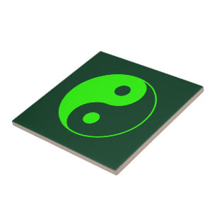 Azulejo De Cerámica Símbolo Yin Yang verde