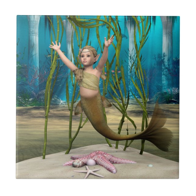 Azulejo De Cerámica Sirena Bebé (Frente)