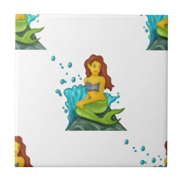 Azulejo De Cerámica sirena de emoji (Frente)