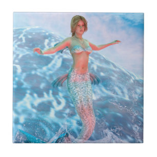 Azulejo De Cerámica Sirena de Fantasía