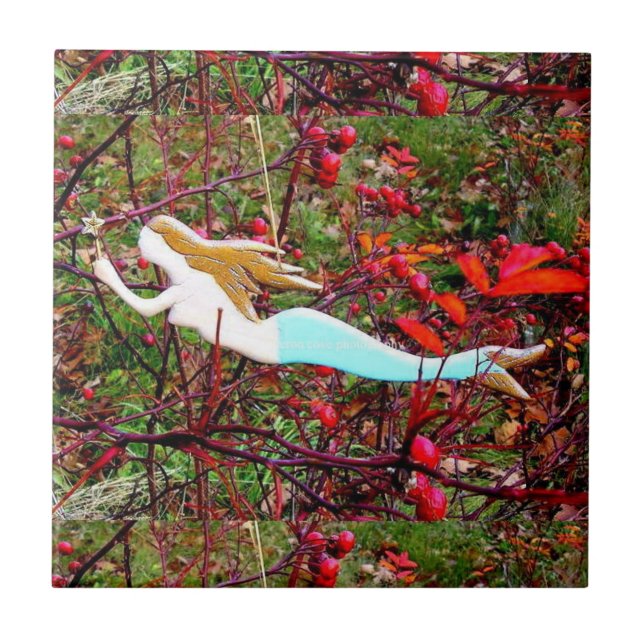 Azulejo De Cerámica sirena dorada (Frente)