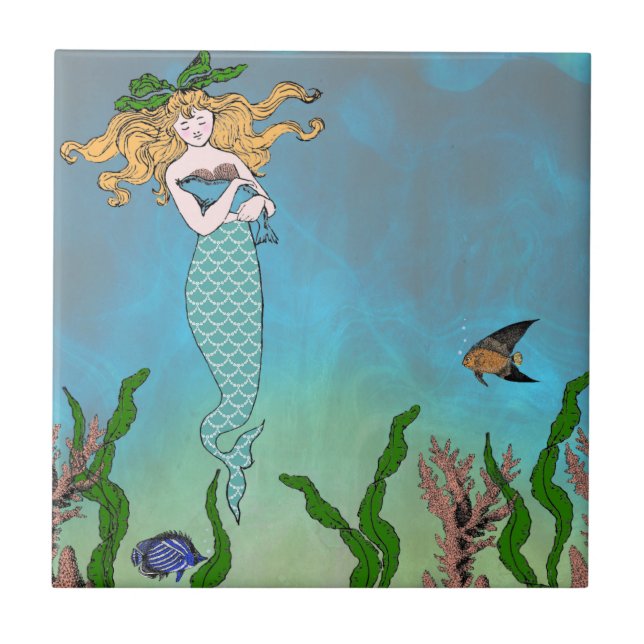 Azulejo De Cerámica Sirena y sello (Frente)