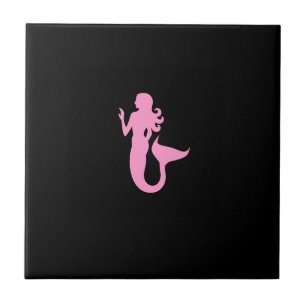 Azulejo De Cerámica Sirenita Ocean Glow_Pink-on-Black