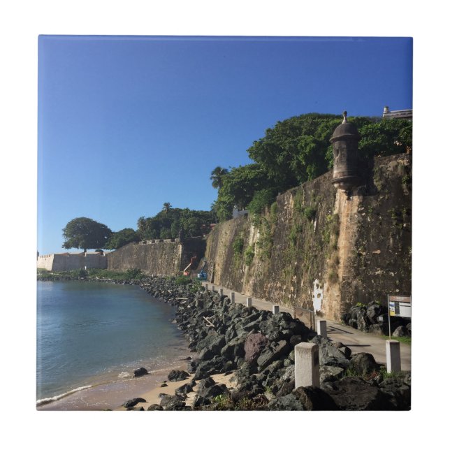 Azulejo De Cerámica Sitio histórico viejo de San Juan (Frente)