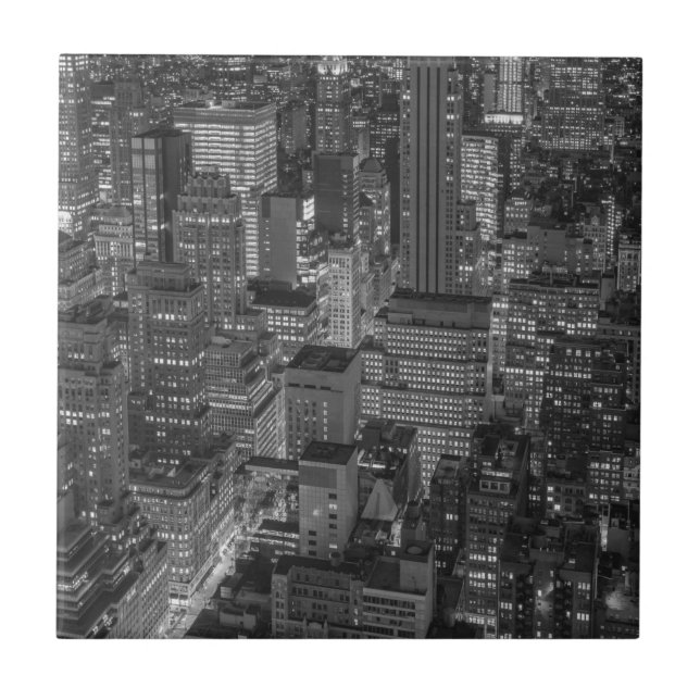 Azulejo De Cerámica Skyline Black White Red New York City (Frente)