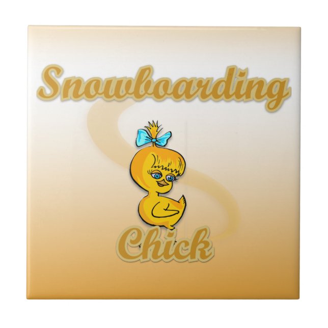 Azulejo De Cerámica Snowboarding  Chick (Frente)