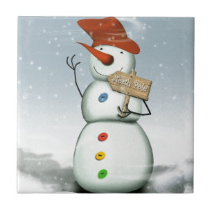 Azulejo De Cerámica Snowman, miembro del Polo Norte