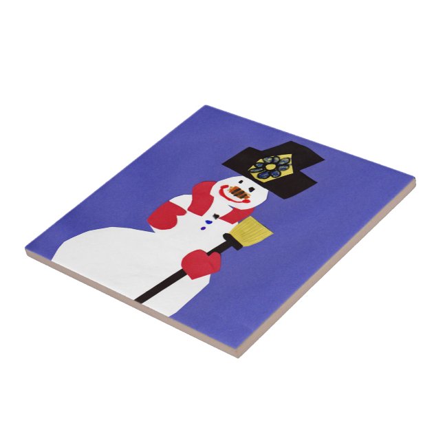 Azulejo De Cerámica Snowman por VictoriaShaylee (Lado)