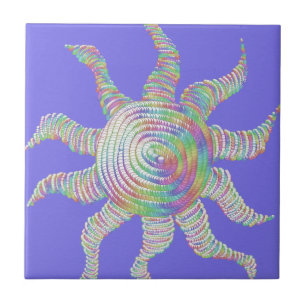 Azulejo De Cerámica Sol arcoiris colorido