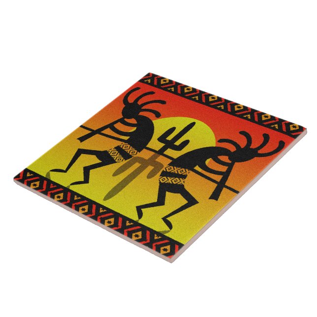 Azulejo De Cerámica Sol Desierto Cactus Suroeste Kokopelli Tile Cerámi (Lado)