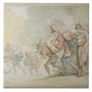 Azulejo De Cerámica Soldados el de marzo de 1805 (pluma y tinta y