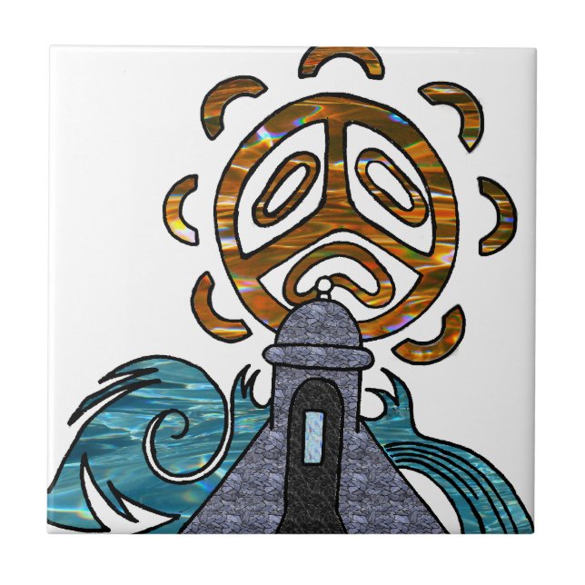 Azulejo De Cerámica solenoide Taino de garita del Diablo y (Frente)