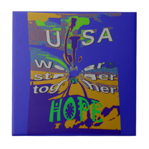 Azulejo De Cerámica Somos más fuertes juntos divertidos USA Hope patró