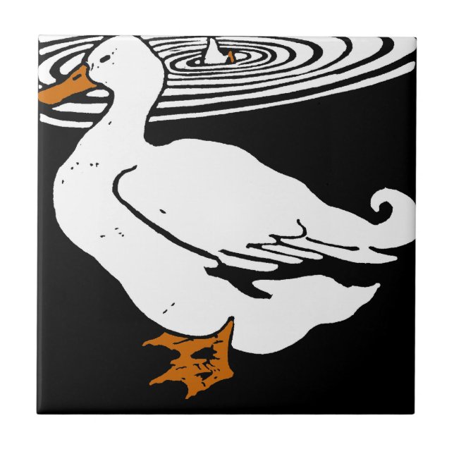 Azulejo De Cerámica Sorpresa animal de Woodcut en Victoria - Patos (Frente)