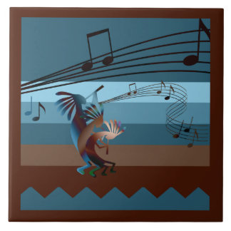 Azulejo De Cerámica Southwest Kokopelli Music Large Tile