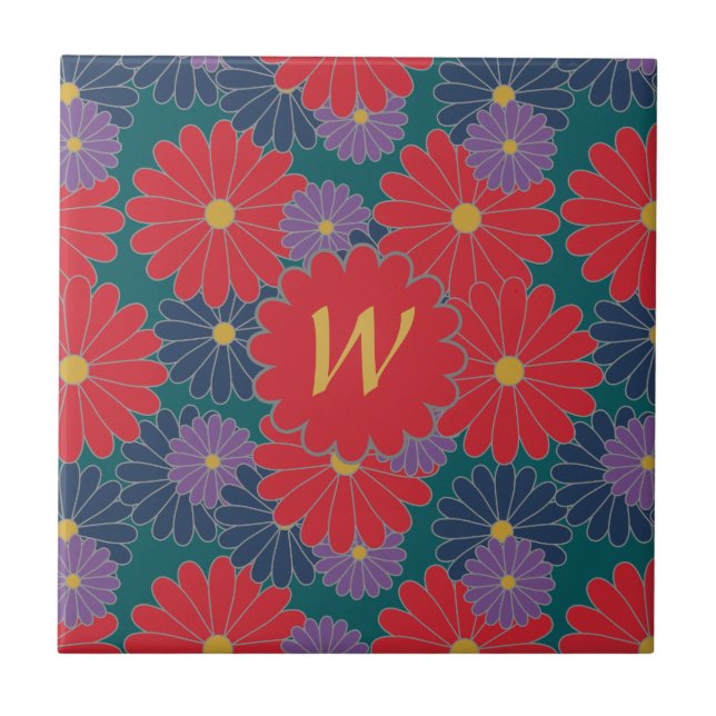 Azulejo De Cerámica Splashy Fall Floral Tile (Frente)