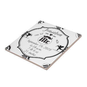 Azulejo De Cerámica Sr. Mustache Lil Man Baby Boy Stats