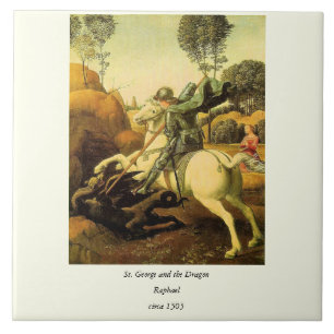 Azulejo De Cerámica "St. George and the Dragon" de Raphael (alrededor