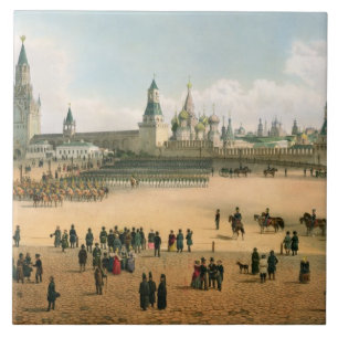 Azulejo De Cerámica St. La catedral de la albahaca vista del Kremlin,