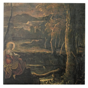 Azulejo De Cerámica St Mary de Egipto en el desierto