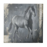 Azulejo De Cerámica Stallion de carreras negras<br><div class="desc">Esta pintura de Ethan Harper es cautivadora. Captó la belleza del semental asociado con dos simples colores: negro y beige. Esta fina estampada contemporánea de arte de un semental negro añadirá carácter a cualquier salón, comedor o dormitorio.</div>