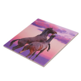 Azulejo De Cerámica Stallions Jugando mosaico