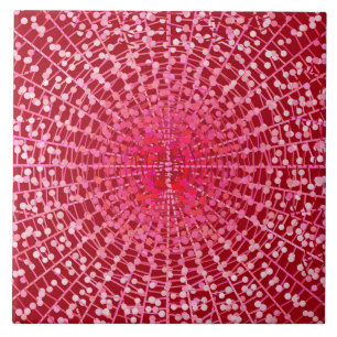 Azulejo De Cerámica Starburst abstracto moderno, Borgoña y rosa