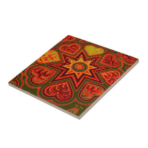 Azulejo De Cerámica 'Starburst of Love' Trivet/Tile