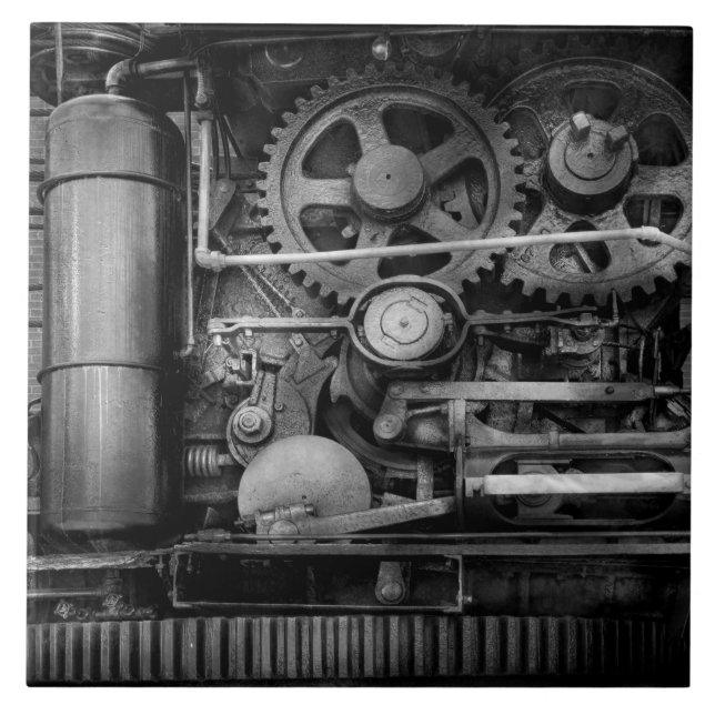 Azulejo De Cerámica Steampunk - Acero Serio (Frente)