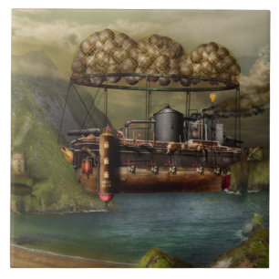 Azulejo De Cerámica Steampunk - Dirigible - El Arca de Noé original