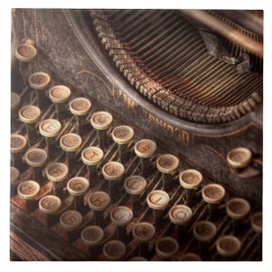 Azulejo De Cerámica Steampunk - máquina de escribir - tuckered tambi