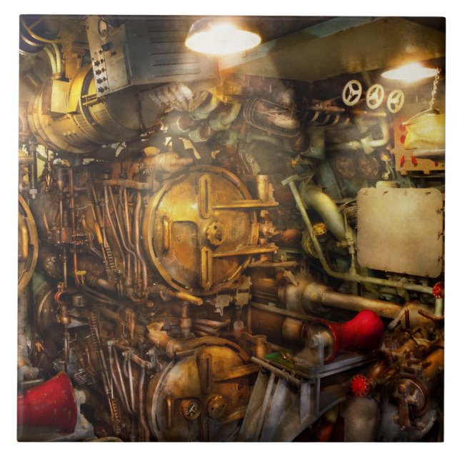 Azulejo De Cerámica Steampunk - Naval - La sala de torpedos (Frente)