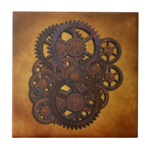 Azulejo De Cerámica Steampunk Rusty Gears