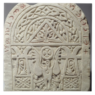 Azulejo De Cerámica Stela funerario con una paloma o un águila,