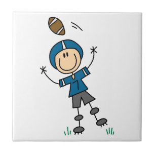 Azulejo De Cerámica Stick Figure Football Blue