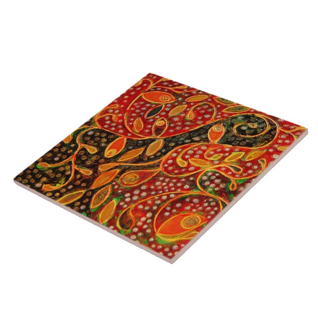 Azulejo De Cerámica "Su corazón del invierno" (pintura) (Lado)