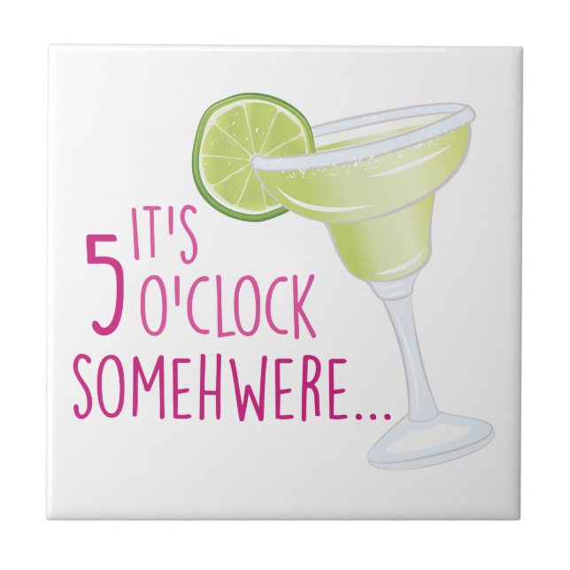 Azulejo De Cerámica Su reloj de 5 O (Frente)