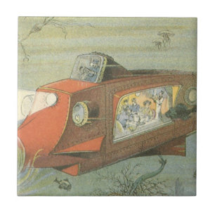 Azulejo De Cerámica Submarino Steampunk de ciencia ficción vintage en 