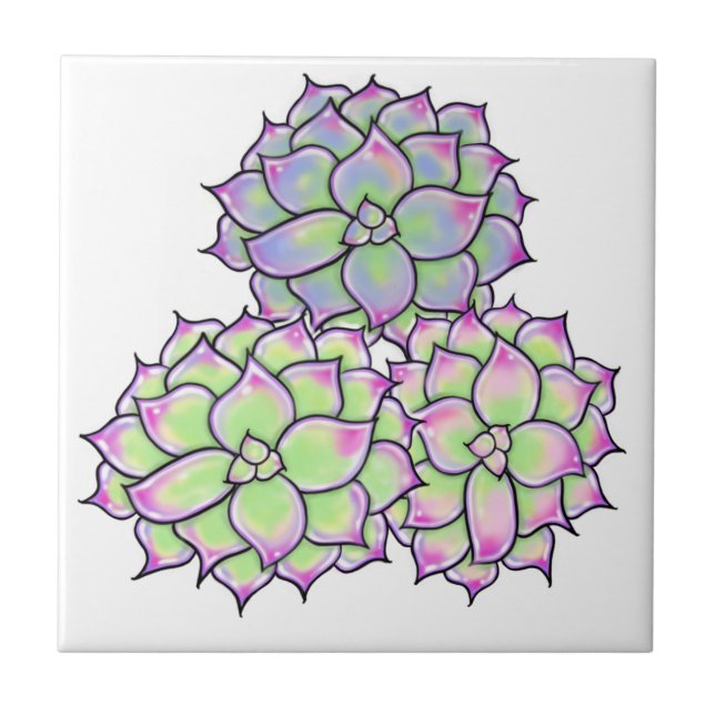 Azulejo De Cerámica Suculento florecimiento (Frente)