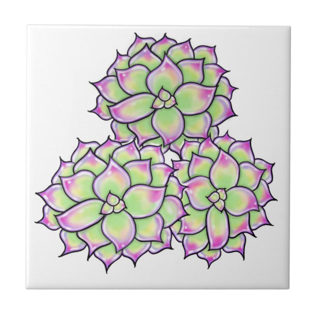 Azulejo De Cerámica Suculento florecimiento (Frente)