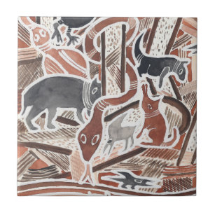 Azulejo De Cerámica Sueños australianos mitos animales serpientes mosa
