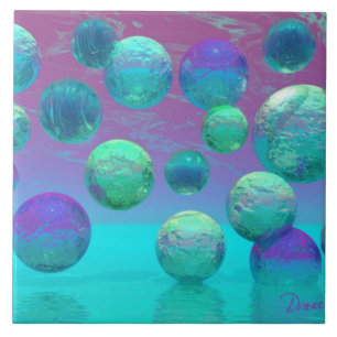 Azulejo De Cerámica Sueños del océano - aguamarina y fantasía viole