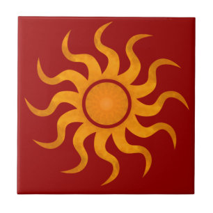 Azulejo De Cerámica Sun Dark Red Tile - Pequeño