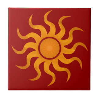 Azulejo De Cerámica Sun Dark Red Tile - Pequeño