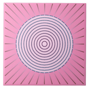 Azulejo De Cerámica Sunburst geométrico moderno - Tonos rosados