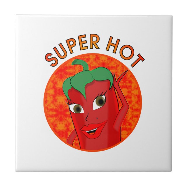 Azulejo De Cerámica Super Diva de Pepper Caliente (Frente)